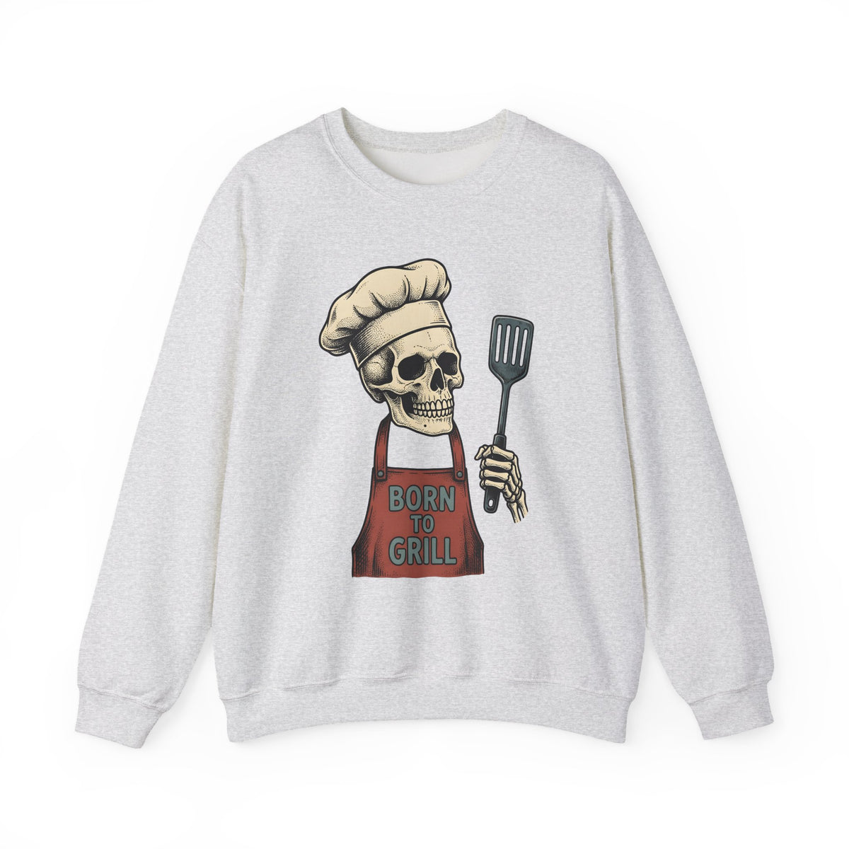Skeleton Cook Sweatshirt Barbecue Fun Gift Women Classic Sweatshirt Skeleton Sweatshirt Bbq Fan Vintage Sweatshirt Humor Graphic Line Art Grill Spatula Sweatshirt
