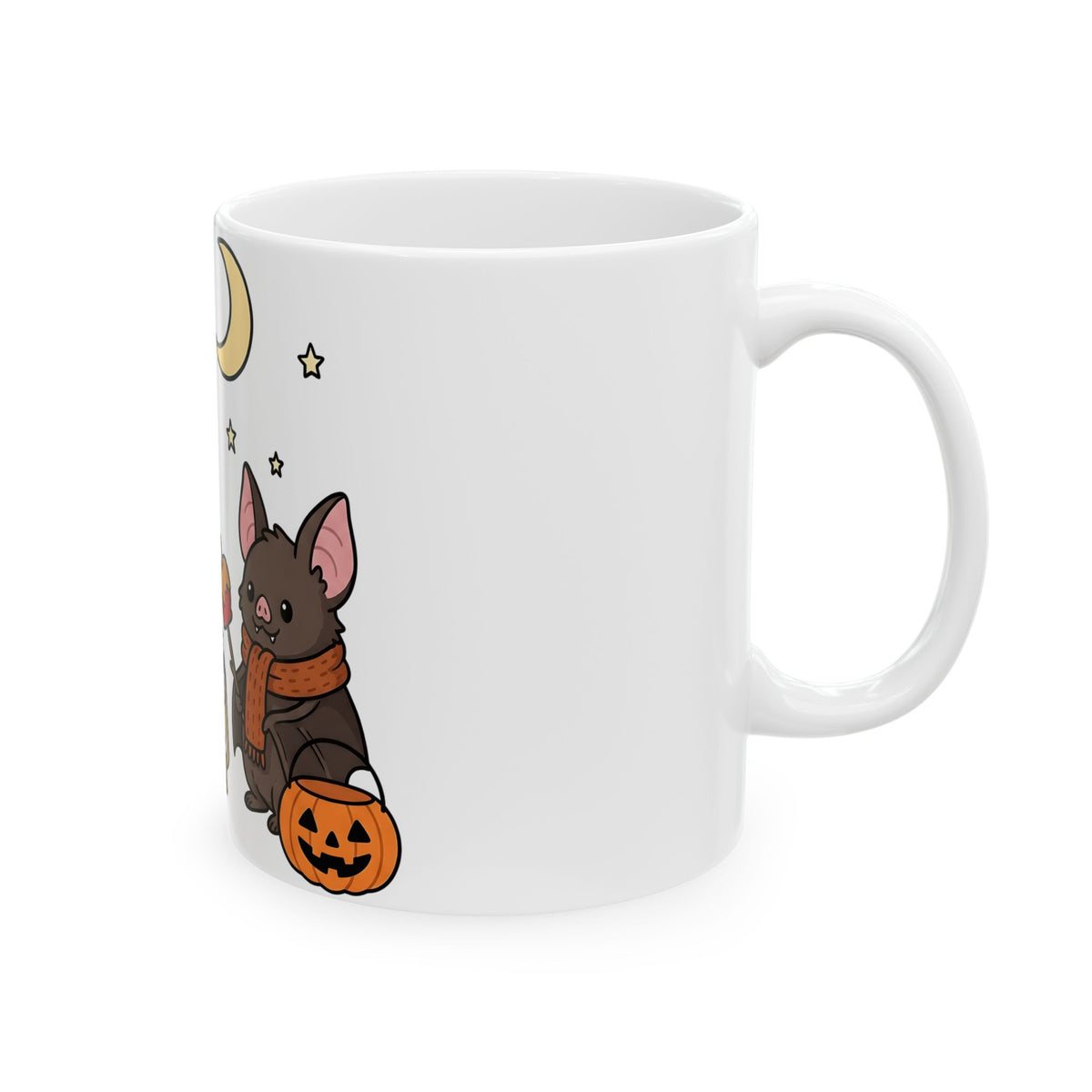 Bat Drawing Mug Halloween Creatures Gift Women Charming Mug Bat Mug Spooky Fan Cartoon Mug Monster Graphic Animated Gourd Mug