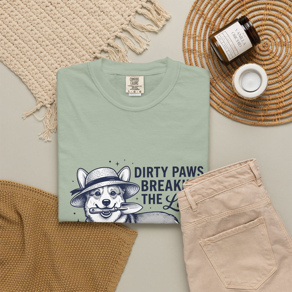 Corgi Canine T-Shirt Dog Horticulture Gift Women Old School T-Shirt Dog T-Shirt Dog Fan Puppy T-Shirt Gardening Graphic Outline Hand Shovel T-Shirt