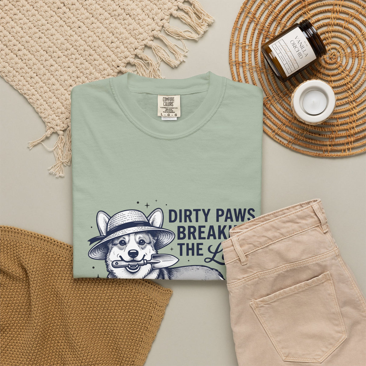Corgi Canine T-Shirt Dog Horticulture Gift Women Old School T-Shirt Dog T-Shirt Dog Fan Puppy T-Shirt Gardening Graphic Outline Hand Shovel T-Shirt