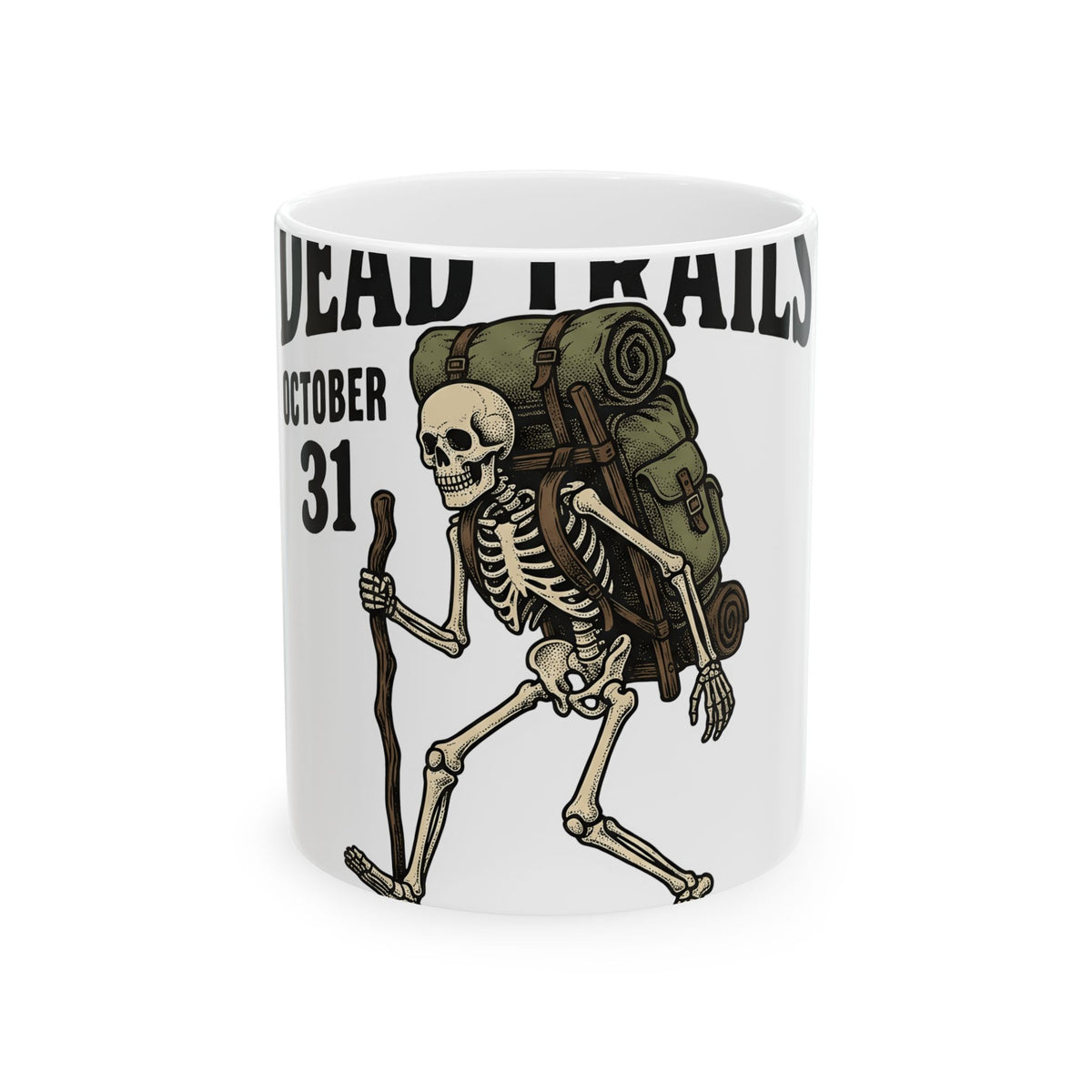 Skull Backpacker Mug Halloween Outdoors Gift Women Rustic Mug Backpacker Mug Horror Fan Spooky Mug Adventure Graphic Classic