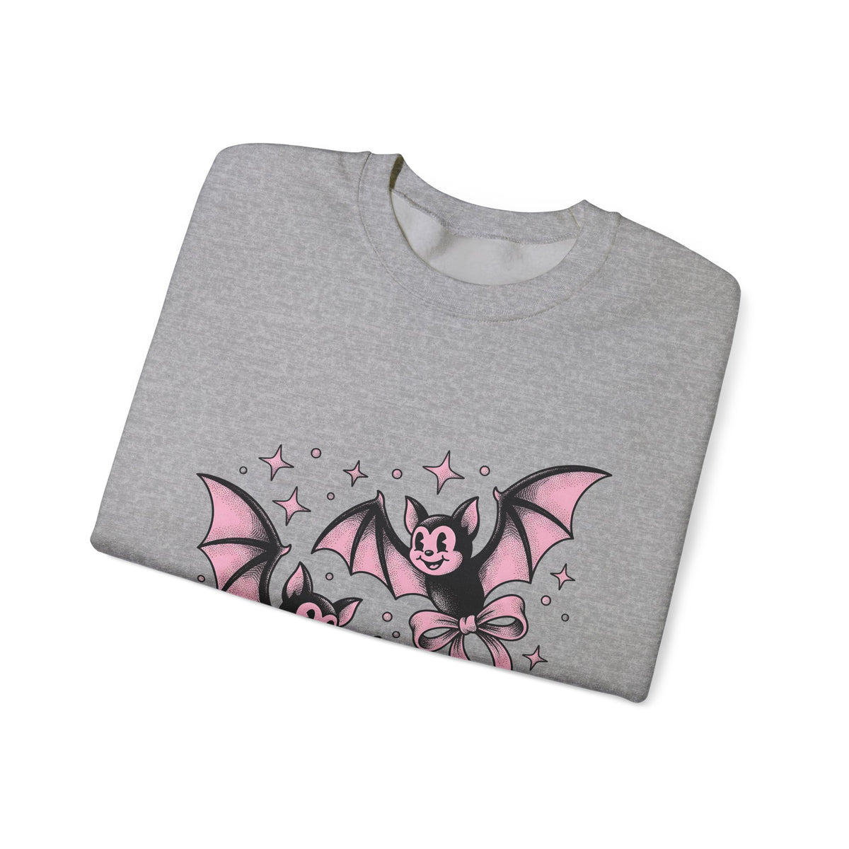 Sweet Bats Sweatshirt Halloween Horror Gift Women Chibi Sweatshirt Flying Fox Sweatshirt Spooky Fan Creepy Sweatshirt Horror Graphic Old School Hair Bows