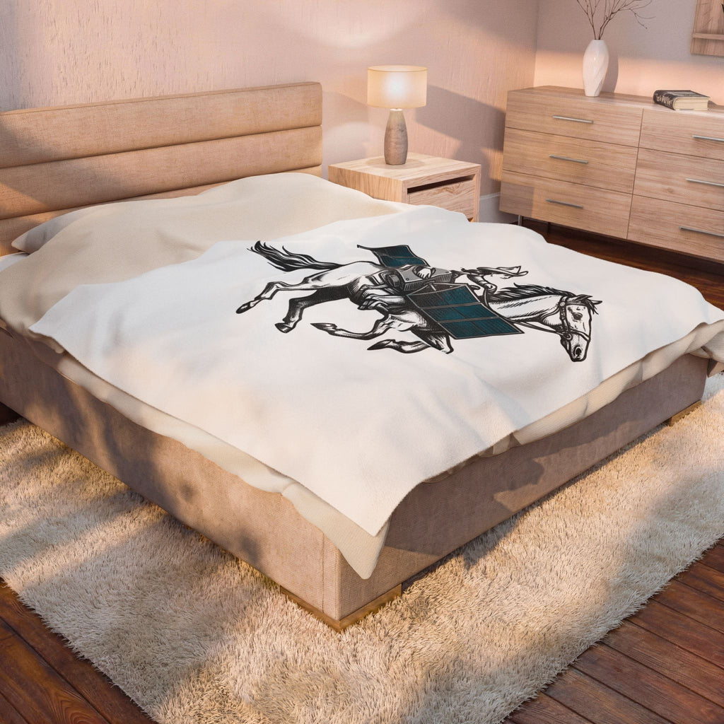 Cowgirl Riding Horse Blanket Cowgirl Western Gift Women Vintage Blanket Horseback Rider Blanket Cowgirl Fan Retro Blanket Rodeo Graphic Hand Drawn