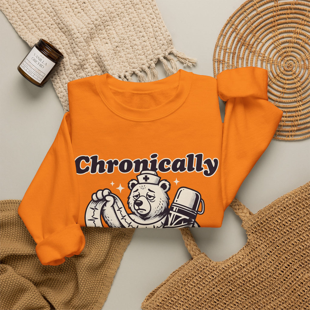 Nurse Bear Sweatshirt Nurses Humor Gift Women Vintage Sweatshirt Teddy Bear Sweatshirt Nursing Enthusiast Retro Sweatshirt Funny Graphic Hand Drawn Coffee Sweatshirt