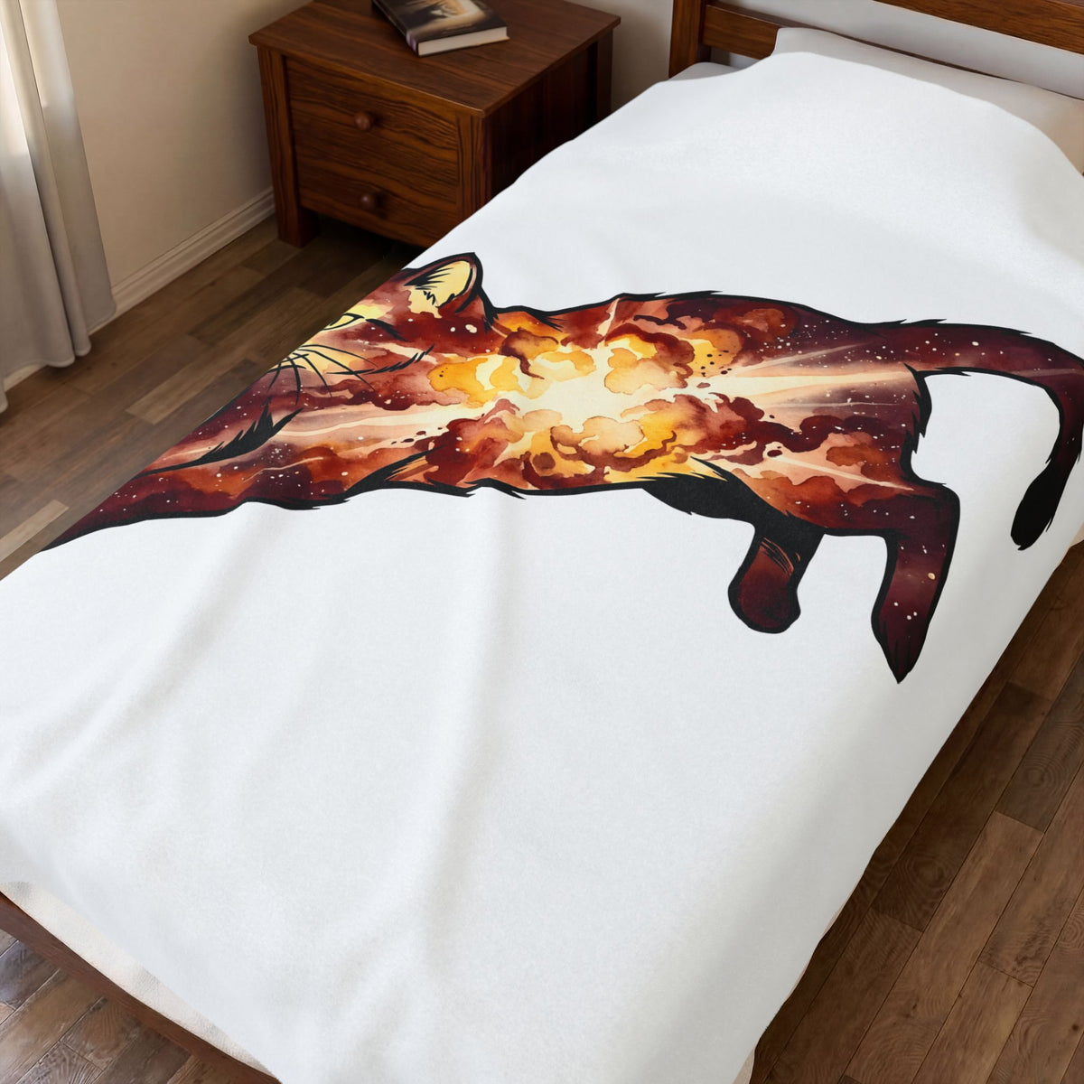 Cosmic Cat Blanket Cat Astronomy Gift Women Hand Painted Blanket Kitty Blanket Cat Fan Feline Blanket Galaxy Graphic Space Star Shapes Blanket
