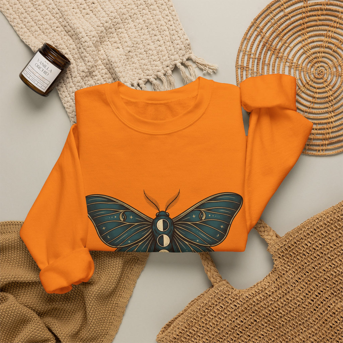 Luna Butterfly Sweatshirt Boho Chic Astrology Gift Women Mystical Sweatshirt Butterfly Sweatshirt Bohemian Enthusiast Magical Sweatshirt Zodiac Graphic Retro