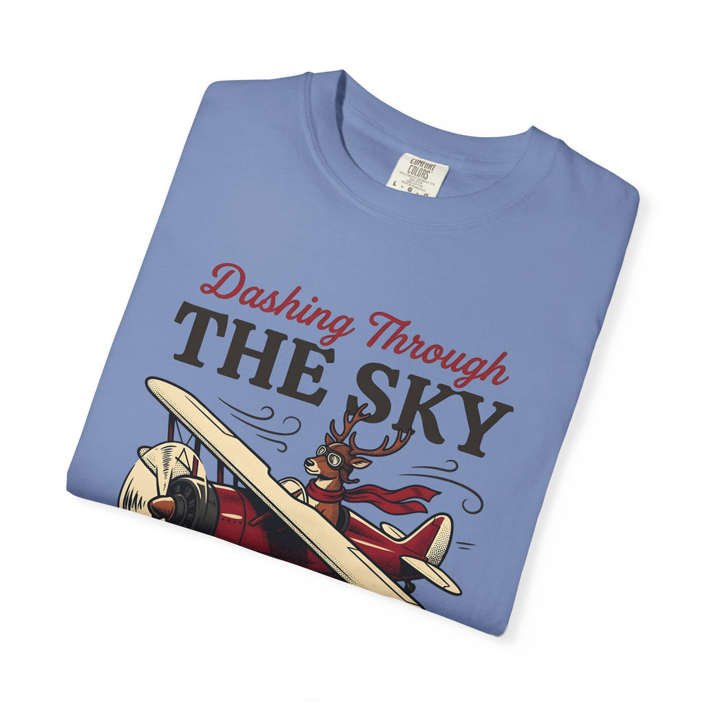 Deer Airplane T-Shirt Christmas Celebration Gift Women Rustic T-Shirt Fawn T-Shirt Noel Fan Vintage T-Shirt Party Graphic Classic Neckwear T-Shirt