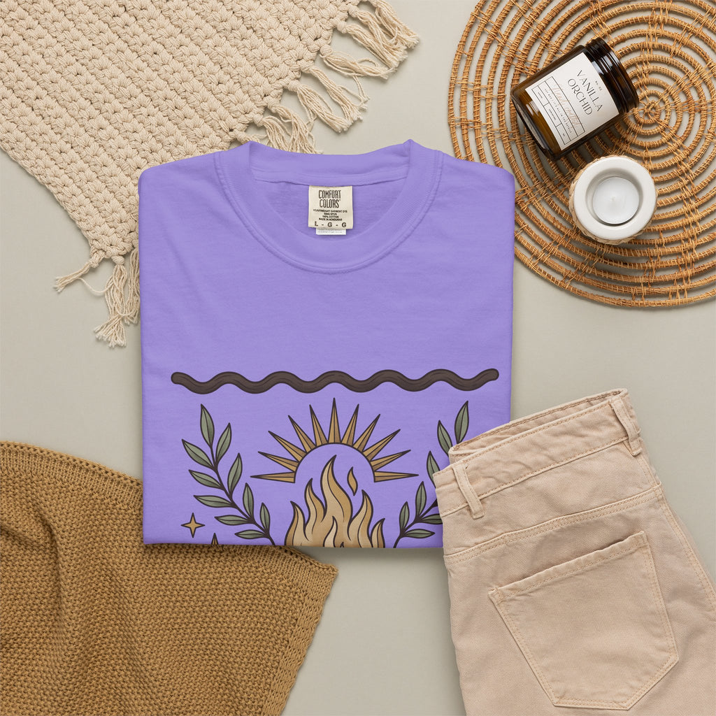 Campfire Art T-Shirt Boho Chic Adventure Gift Women Southwestern T-Shirt Bonfire T-Shirt Bohemian Fan Tribal T-Shirt Explorer Graphic Handmade