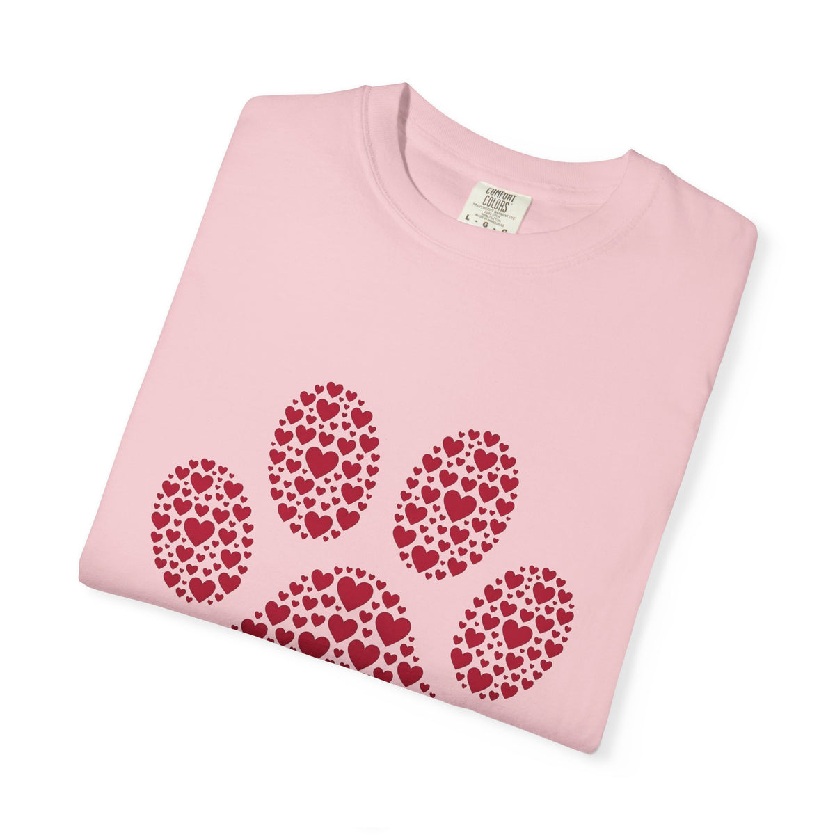 Paw Cat Fauna Gift Hand Drawn Footprint Cat Fan Claw Abstract Heart Shapes T-Shirt