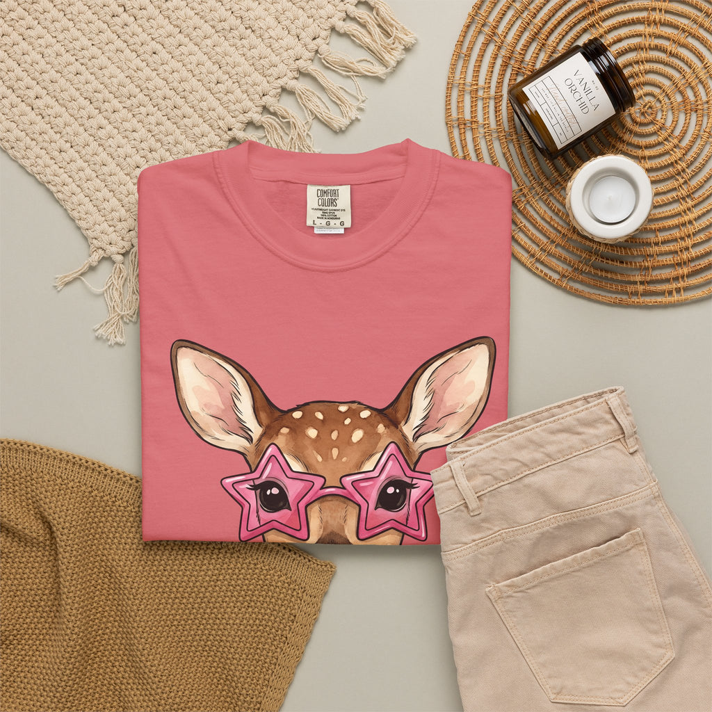 Buck T-Shirt Moms Creature Gift Women Ink T-Shirt Deer T-Shirt Mother Fan Tattoo T-Shirt Beast Graphic Fantasy Petals T-Shirt