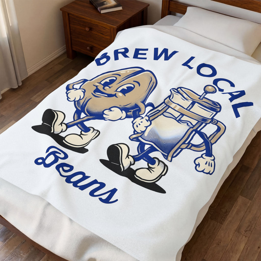 Coffee Bean French Press Blanket Coffee Foodie Gift Women Cartoon Blanket French Press Coffee Blanket Coffee Fan Cartoony Blanket Food Graphic