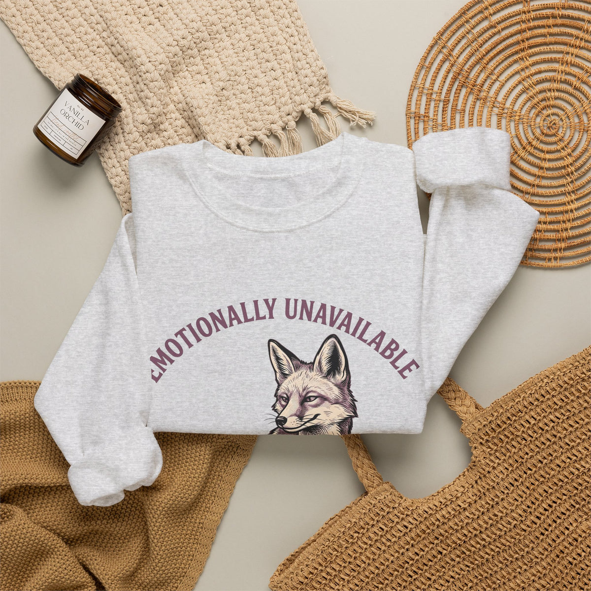 Fox Funny Animal Gift Hand Drawn Fox Humor Fan Illustrated Wildlife Vintage Arched Text Sweatshirt