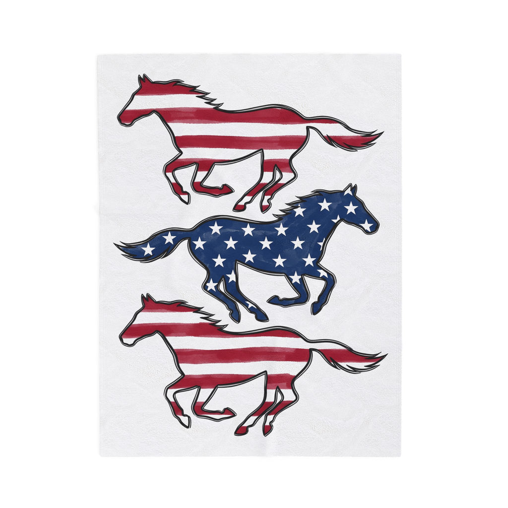 Freedom Horse Blanket America 4Th Of July Rodeo Gift Women Illustration Blanket Mustang Blanket Patriot Fan Vintage Art Blanket Rodeo Graphic