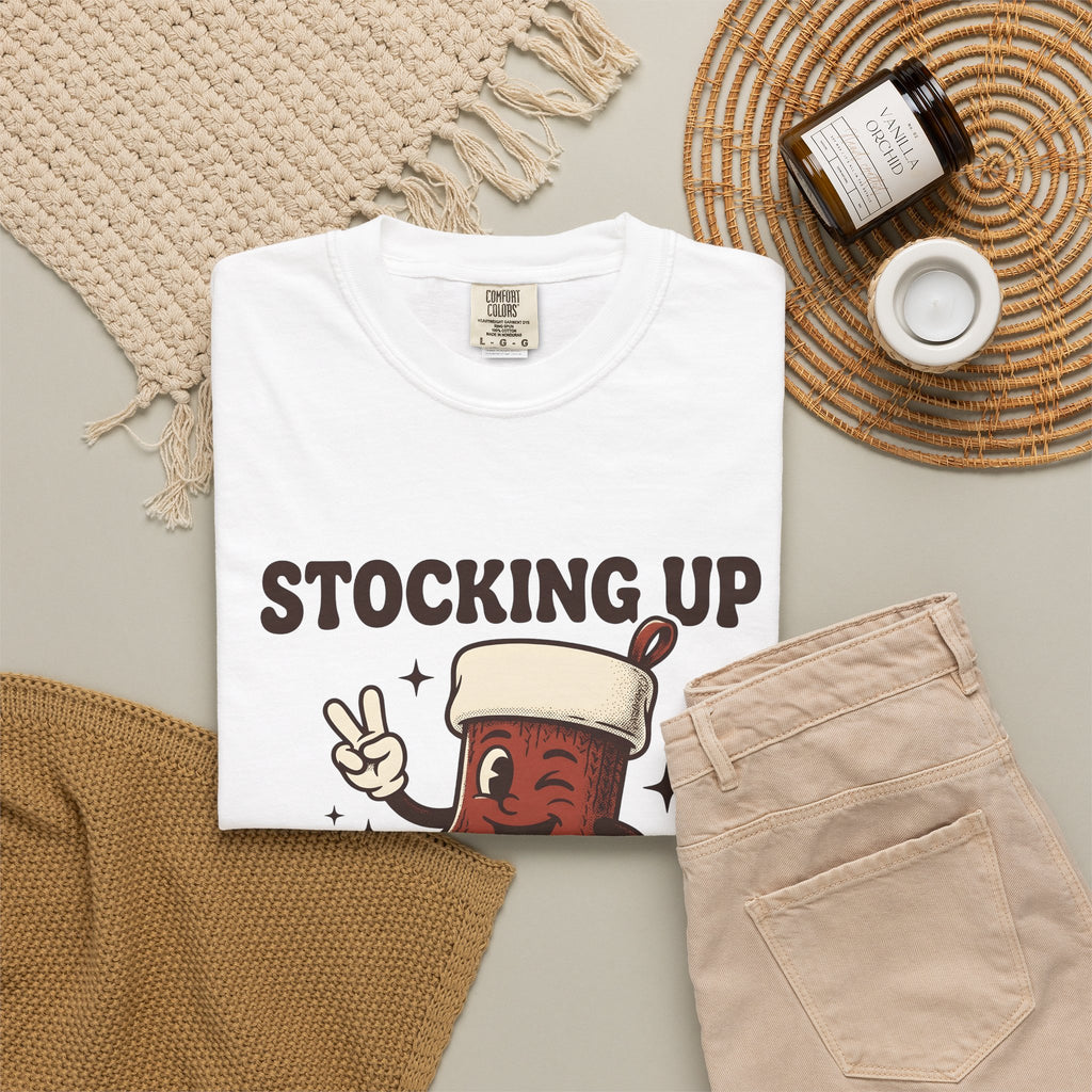 Christmas Stocking Character Christmas Humor Gift Vintage Stocking Holder Christmas Fan Retro T-Shirt