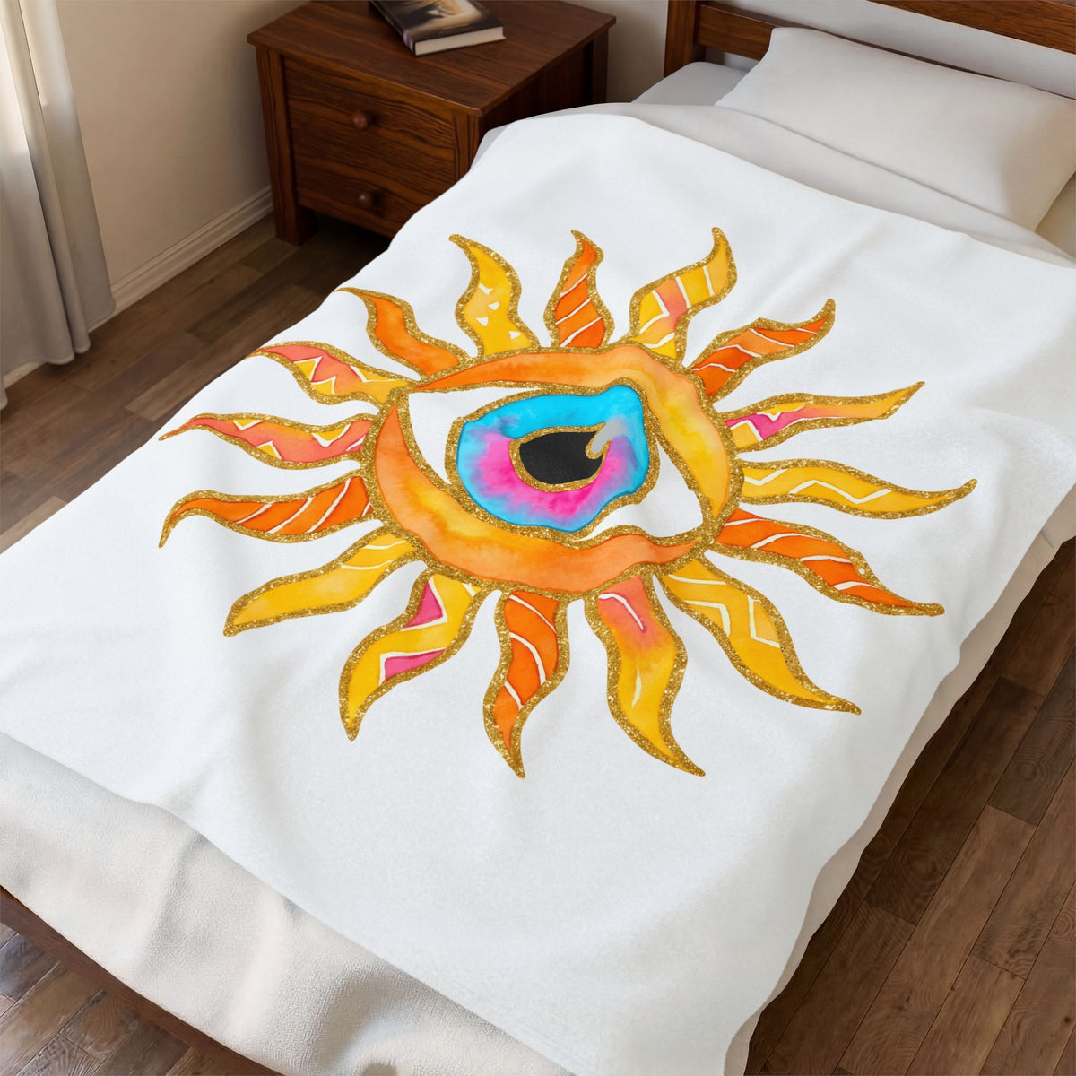 Sun Eye Blanket Boho Wellness Gift Women Minimalist Blanket Sun Blanket