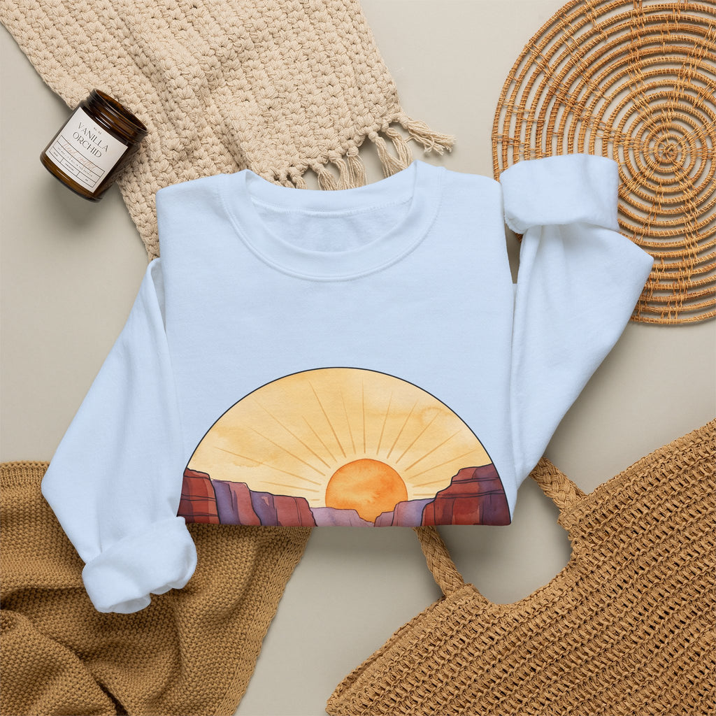 Desert Canyon Sweatshirt Nature Hiking Gift Women Hand Painted Sweatshirt Canyon Sweatshirt Outdoors Enthusiast Painted Sweatshirt Trekker Graphic Retro Dawn