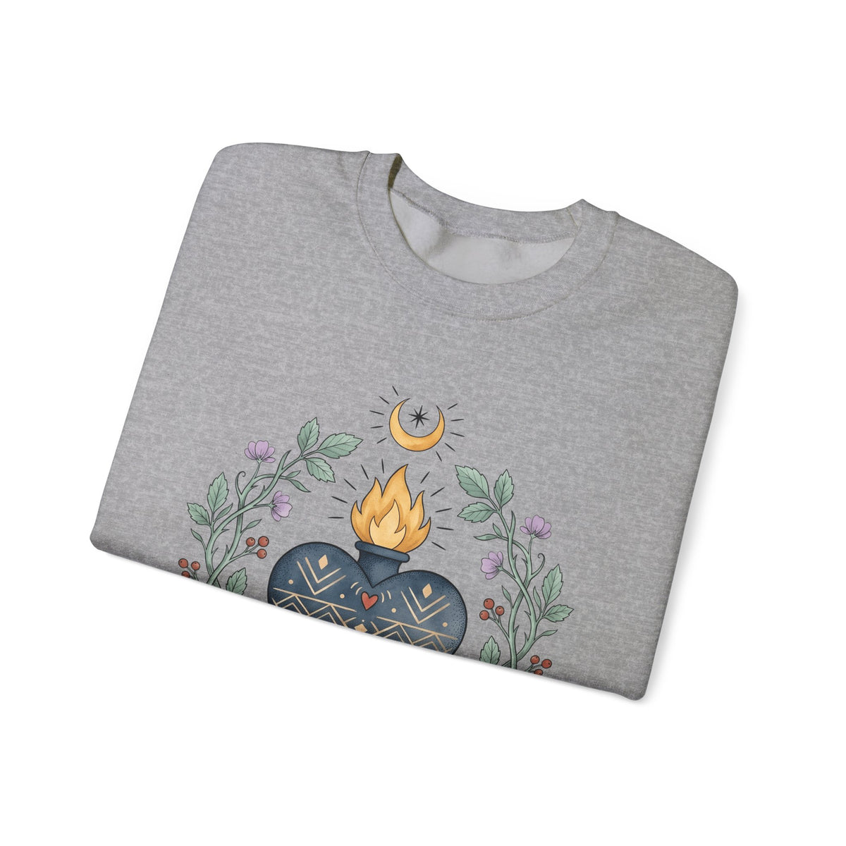 Sacred Heart Sweatshirt Boho Chic Spiritual Gift Women Folk Art Sweatshirt Heart Sweatshirt Hippie Enthusiast Primitive Sweatshirt Mystical Graphic Vintage