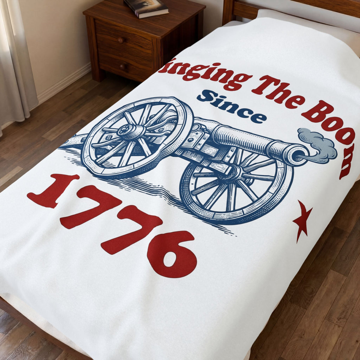 Cannon Illustration Blanket 4th Of July America Gift Women Retro Blanket Artillery Blanket Fireworks Fan Vintage Blanket Patriotic Graphic Sketch