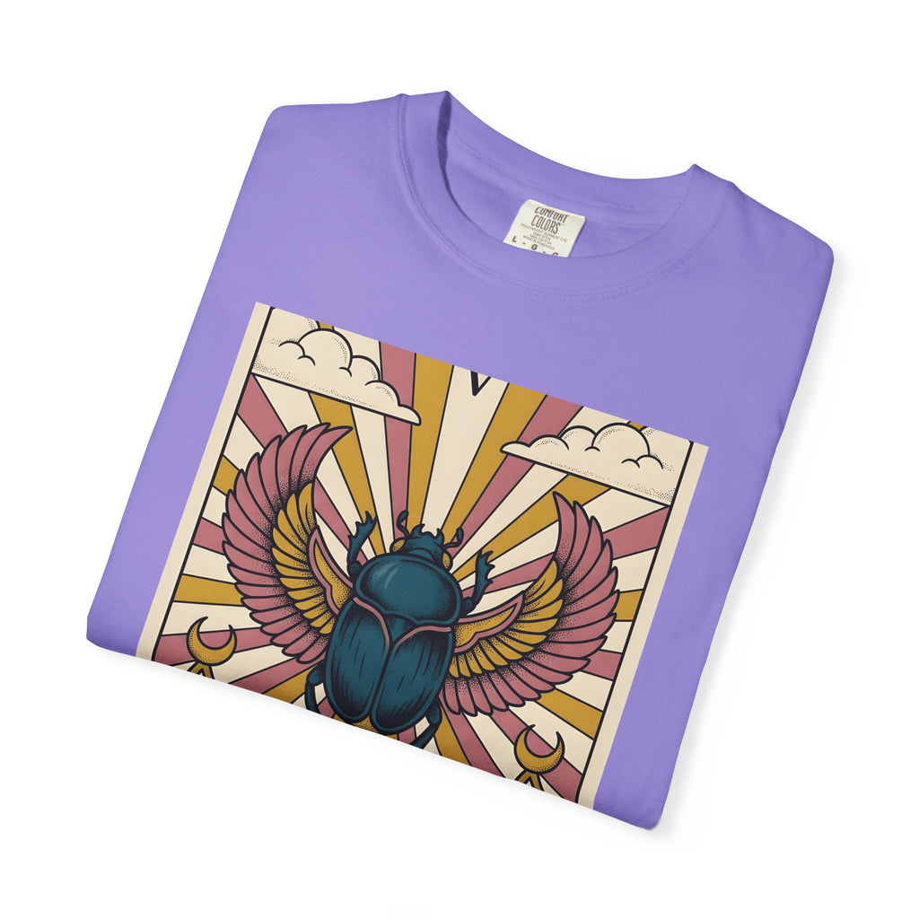 Beetle T-Shirt Boho Chic Esoteric Gift Women Divination Card T-Shirt Bug T-Shirt Bohemian Fan Tarot T-Shirt Mystical Graphic Hand Drawn Crescent