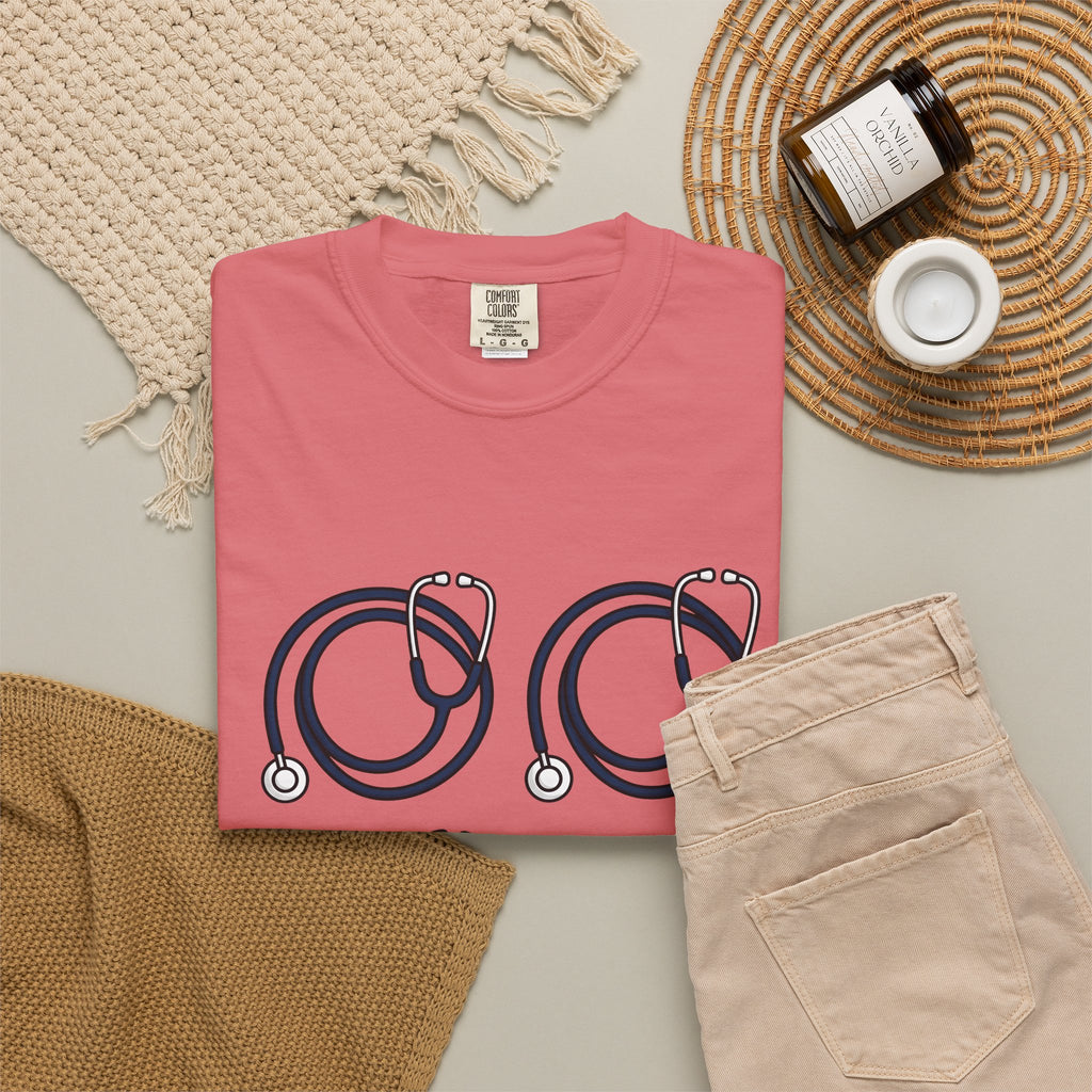 Stethoscope Print T-Shirt Nurses Medical Gift Women Simple T-Shirt Medical Device T-Shirt Nurse Practitioner Enthusiast Minimalist T-Shirt Clinical