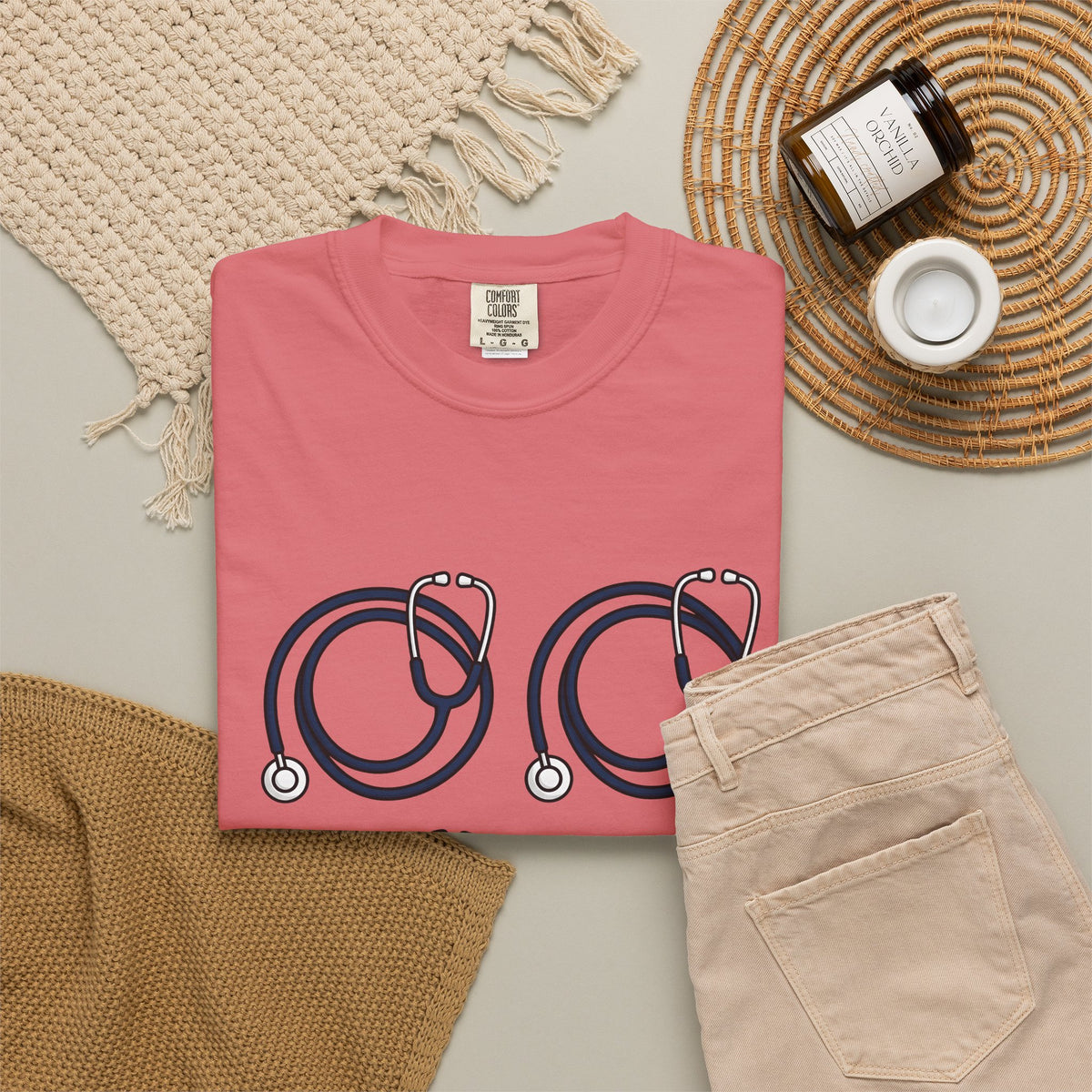 Stethoscope Print T-Shirt Nurses Medical Gift Women Simple T-Shirt Medical Device T-Shirt Nurse Practitioner Enthusiast Minimalist T-Shirt Clinical