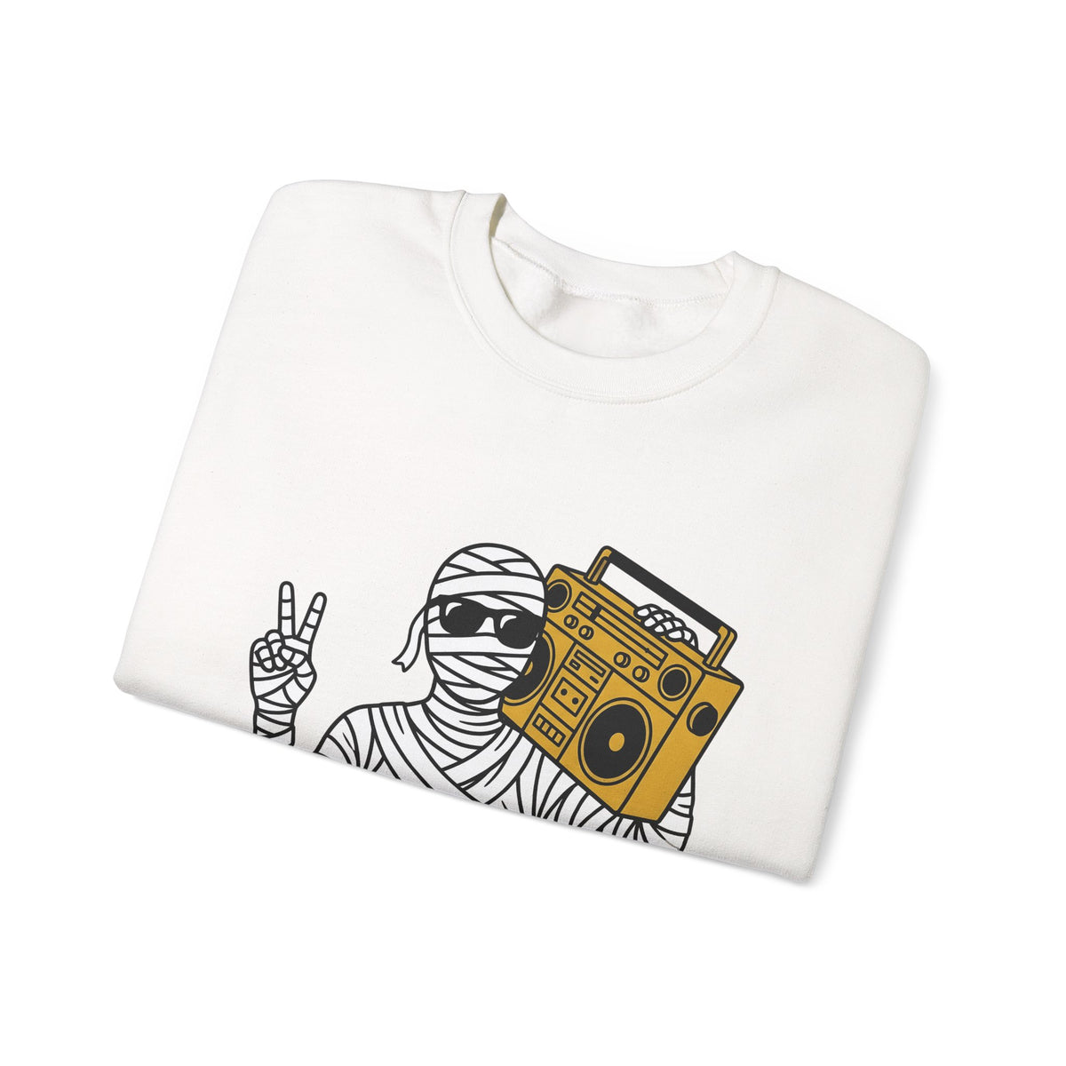 Mummy Boombox Halloween Audio Gift Sketch Wrapped Mummy Horror Fan Monster Drawing Old Sweatshirt