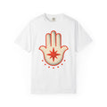 Hamsa Hand T-Shirt Boho Chic Spiritual Gift Women Minimalist T-Shirt Hand Of Fatima T-Shirt Bohemian Enthusiast Simple T-Shirt Mystical Graphic