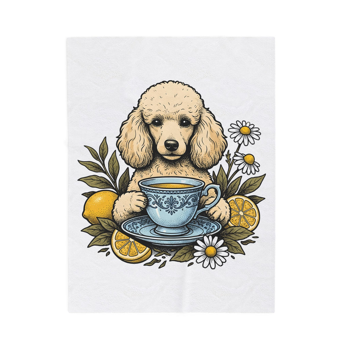 Poodle Tea Blanket Blanket Dog Flower Gift Women Retro Blanket Tea Cup Blanket Canine Fan Poodle Blanket Blanket Floral Graphic Sketch Citrus Blanket