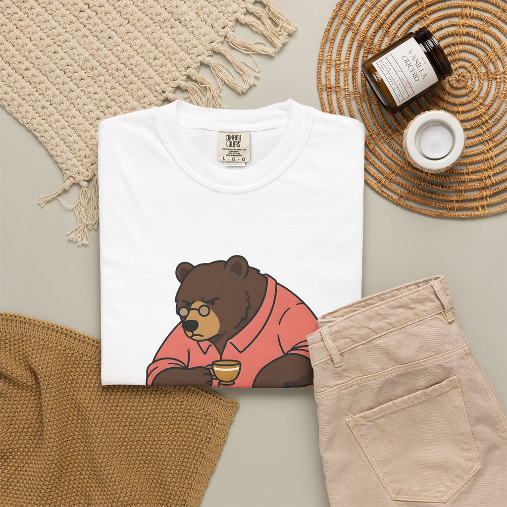 Bear Mocha T-Shirt Teachers Caffeine Gift Women Illustration T-Shirt Mocha T-Shirt Educator Enthusiast Drawing T-Shirt Caffeine Graphic Doodle
