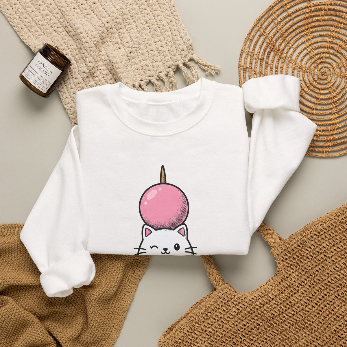 Feline Mochi Cat Snack Gift Adorable Cat Cat Fan Kitty Food Comic Sweet Candy Sweatshirt