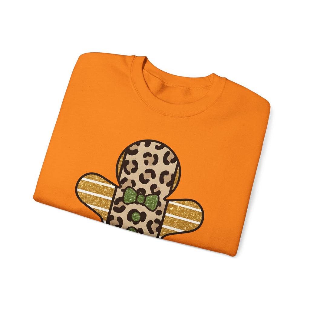 Spotted Gingerbread Animal Xmas Gift Shimmer Gingerbread Man Leopard Fan Glitter Holiday Sweatshirt