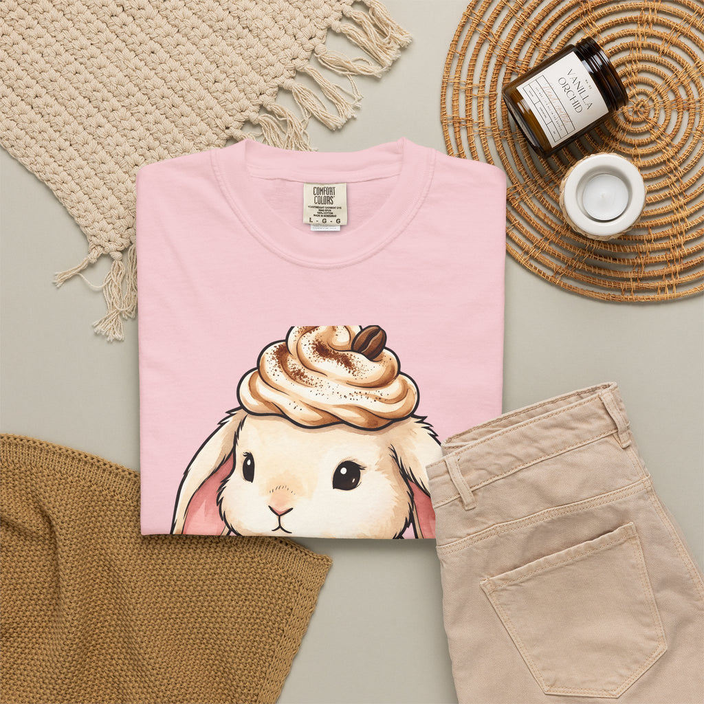 Bunny Espresso T-Shirt Coffee Wildlife Gift Women Adorable T-Shirt Rabbit Coffee T-Shirt Coffee Fan Animal Graphic T-Shirt Painterly Froth T-Shirt