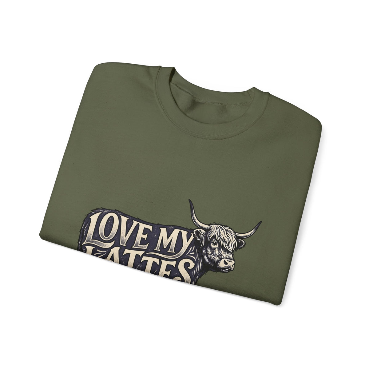 Fuzzy Cattle Sweatshirt Coffee Creatures Gift Women Classic Sweatshirt Cow Sweatshirt Coffee Fan Vintage Sweatshirt Animal Graphic Outline Latte Cup Sweatshirt
