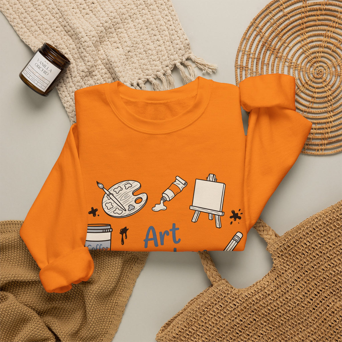Painting Supplies Sweatshirt Teacher Study Gift Women Line Art Sweatshirt Art Materials Sweatshirt Educator Enthusiast Illustration Design Graphic Studying