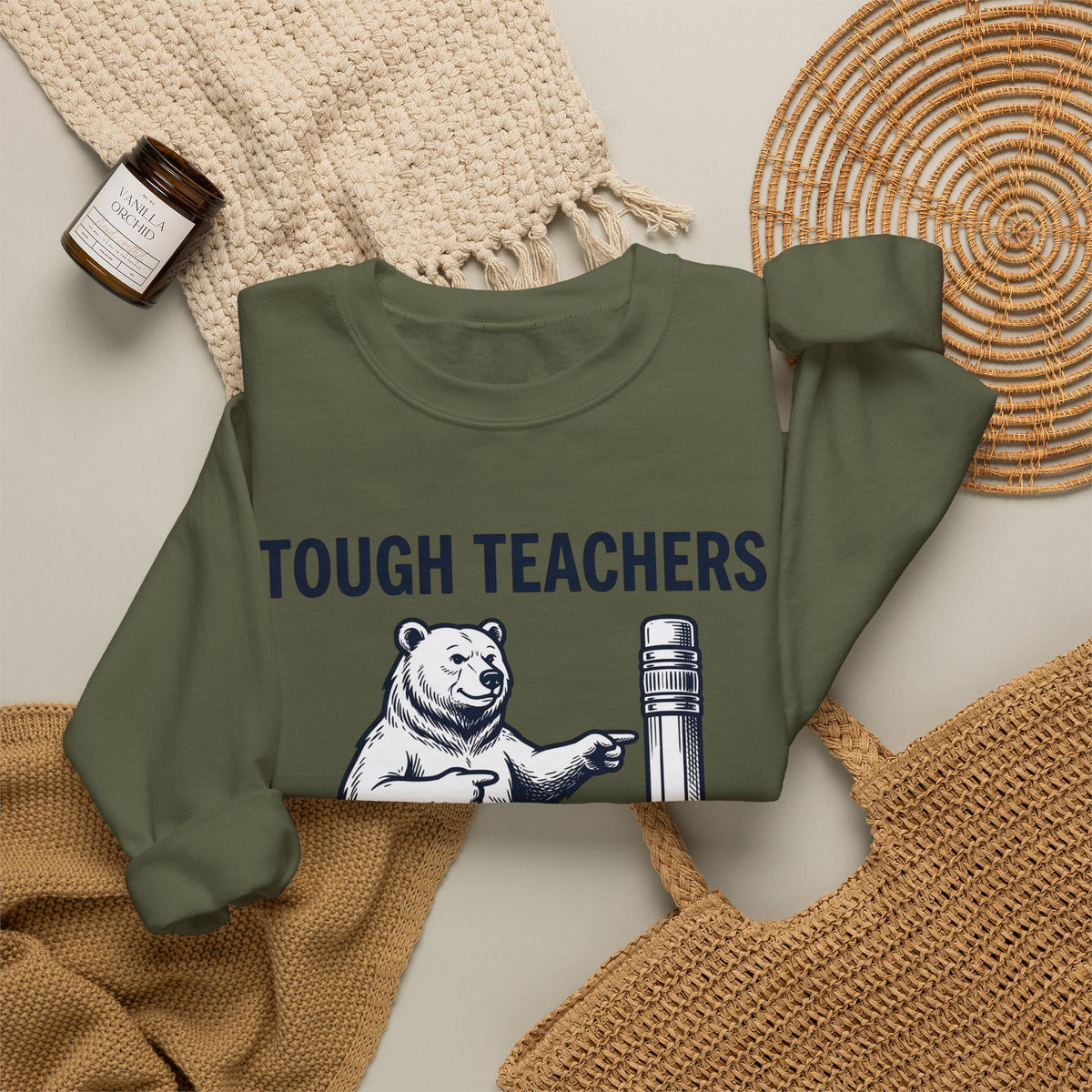 Bear Pen Sweatshirt Teachers Wildlife Gift Women Sketch Sweatshirt Pen Holder Sweatshirt Educator Enthusiast Drawing Illustration Retro Classroom Sweatshirt