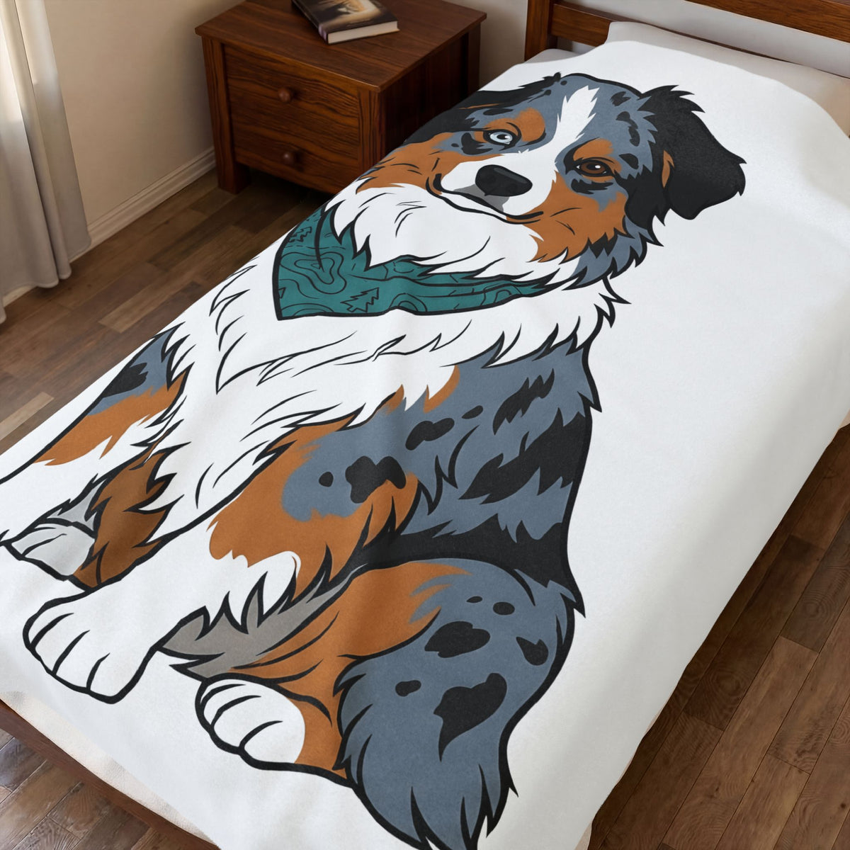Australian Shepherd Blanket Dog Pet Gift Women Cartoon Blanket Blue Heeler Blanket Dog Fan Aussie Graphic Dog Design Vintage Bandana Blanket