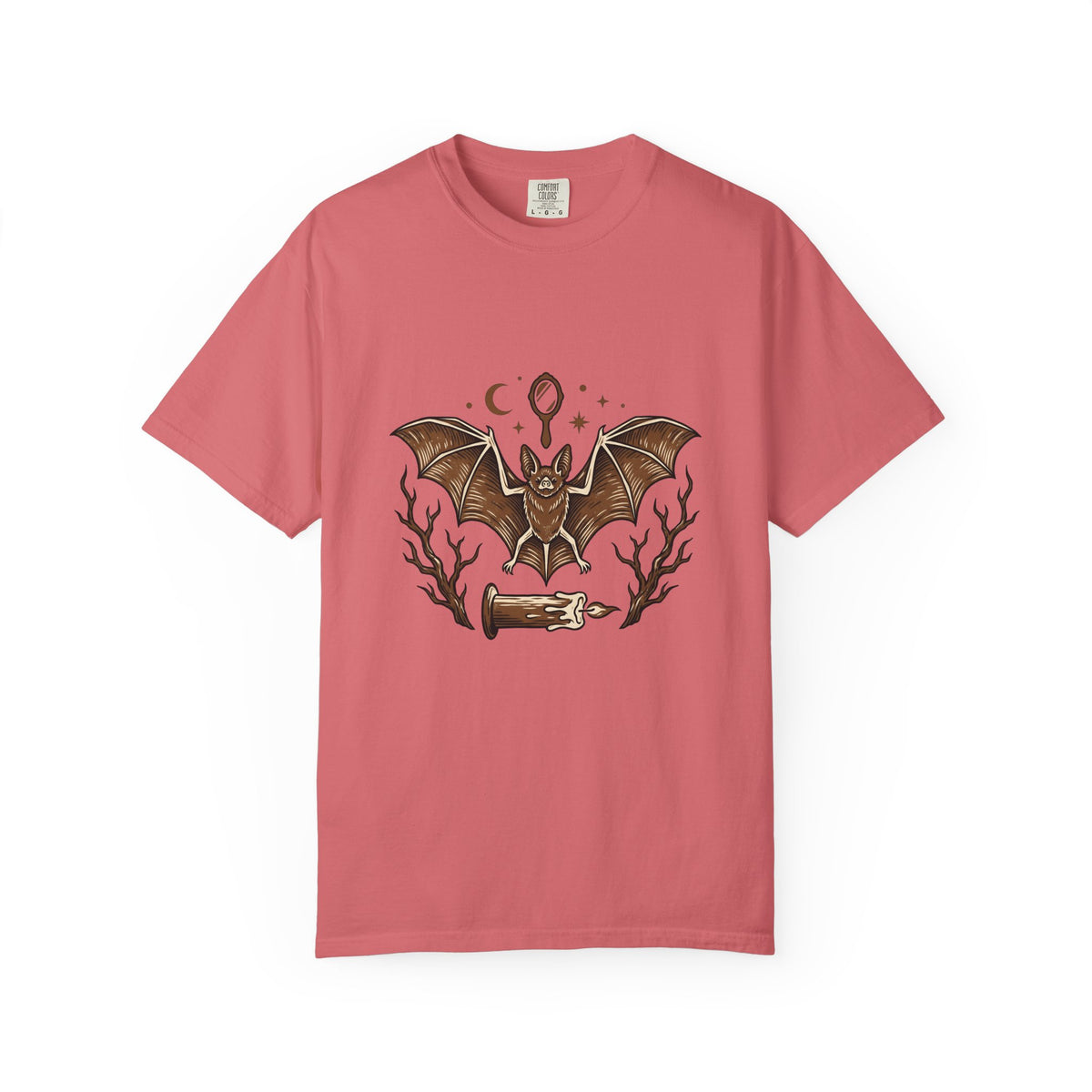Bat Drawing T-Shirt Boho Chic Magic Gift Women Creepy T-Shirt Bat T-Shirt Bohemian Fan Spooky T-Shirt Mystical Graphic Sketch Taper Candle T-Shirt