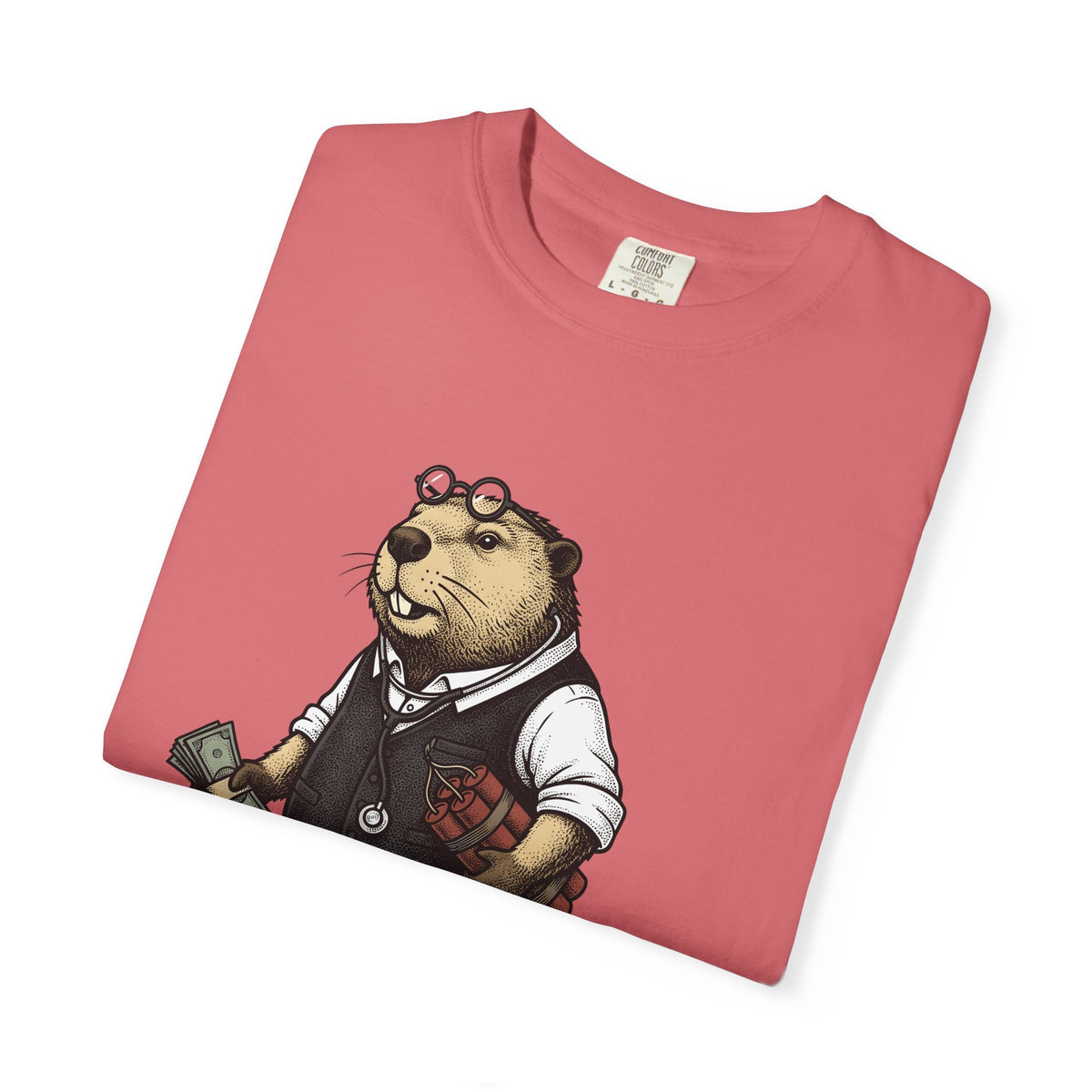 Beaver Apparel T-Shirt Funny Fauna Gift Women Caricature T-Shirt Beaver T-Shirt Humor Fan Cartoon T-Shirt Wildlife Graphic Old School Cash Money