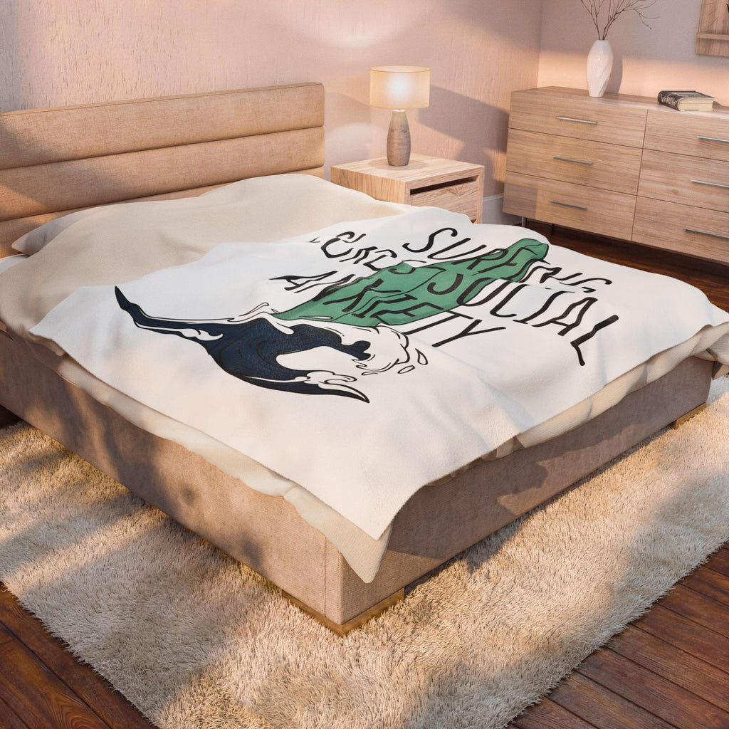 Surfboard Wave Surfing Beach Gift Bold Wave Surfer Enthusiast Coastal Minimalist Blanket