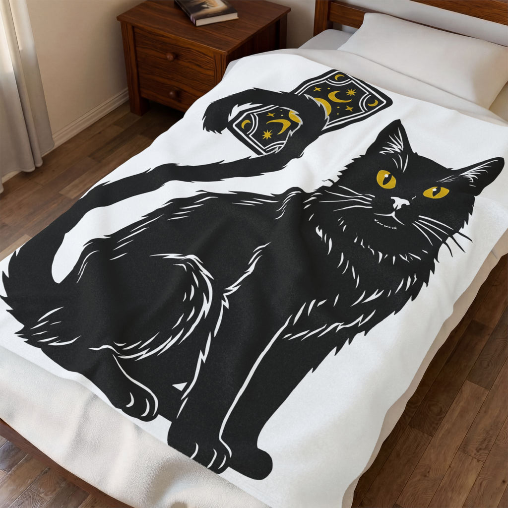 Black Cat Blanket Cat Witchcraft Gift Women Mystical Blanket Cat Blanket Feline Fan Occult Graphic Vintage Tarot Card Blanket