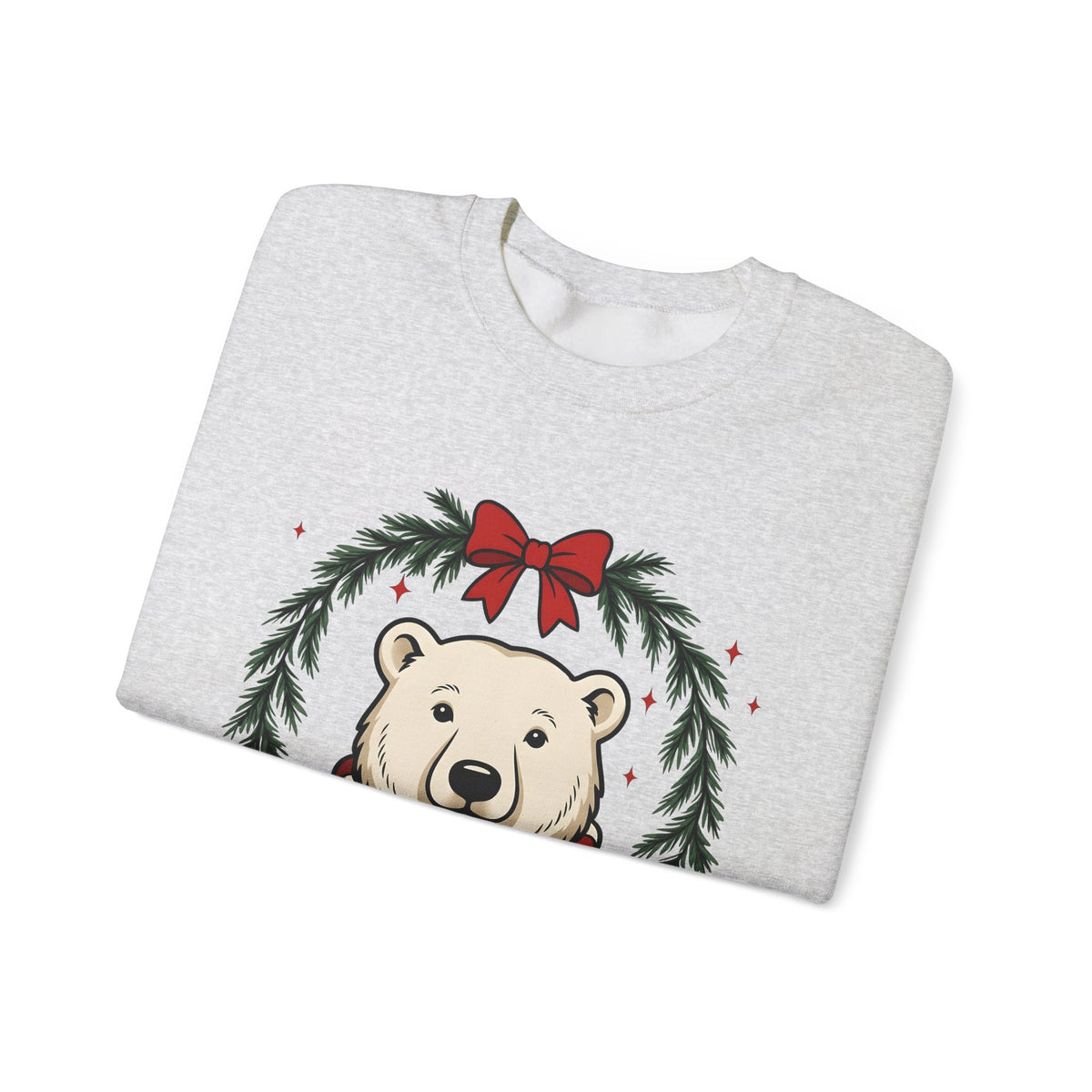 Arctic Bear Sweatshirt Christmas Wildlife Gift Women Comic Sweatshirt Polar Bear Sweatshirt Xmas Fan Cartoon Sweatshirt Animal Graphic Sketch Garland Sweatshirt