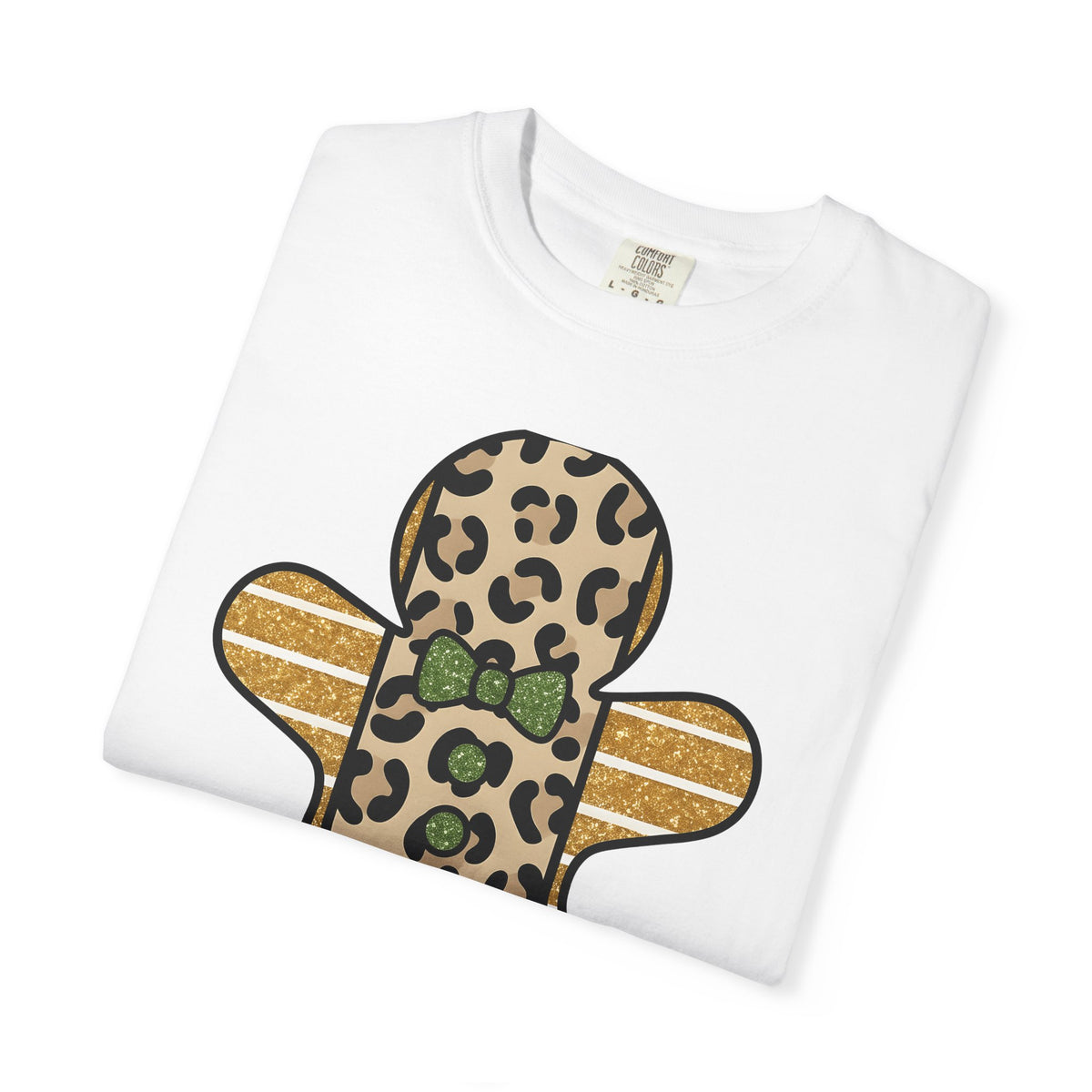Spotted Gingerbread Animal Xmas Gift Shimmer Gingerbread Man Leopard Fan Glitter Holiday T-Shirt