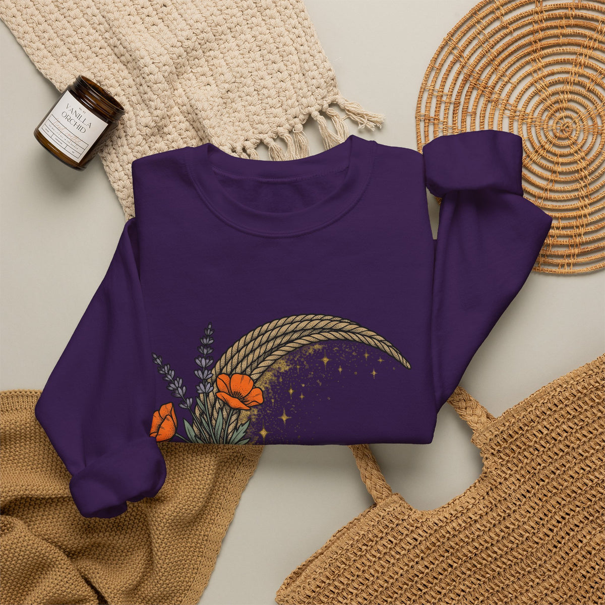 Rope Moon Sweatshirt Cowgirl Western Gift Women Boho Sweatshirt Lunar Sweatshirt Rodeo Fan Hippie Sweatshirt Country Graphic Vintage Wildflowers Sweatshirt