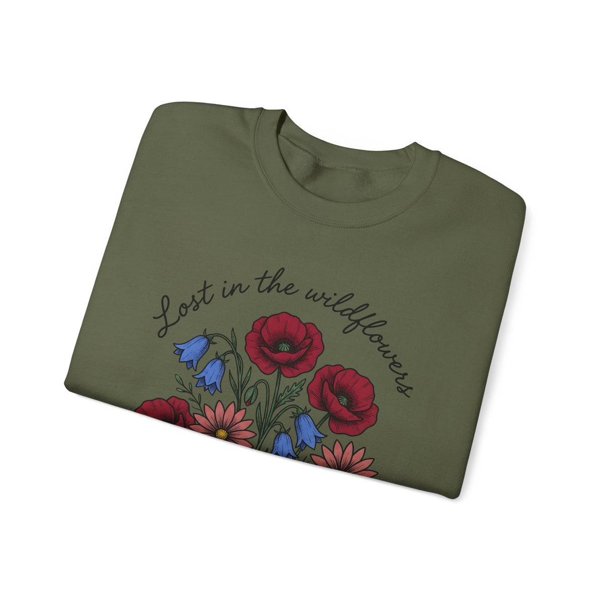 Meadow Flowers Sweatshirt Floral Garden Gift Women Plant Drawing Sweatshirt Wildflowers Sweatshirt Flower Fan Botanical Sweatshirt Yard Graphic Hand Drawn