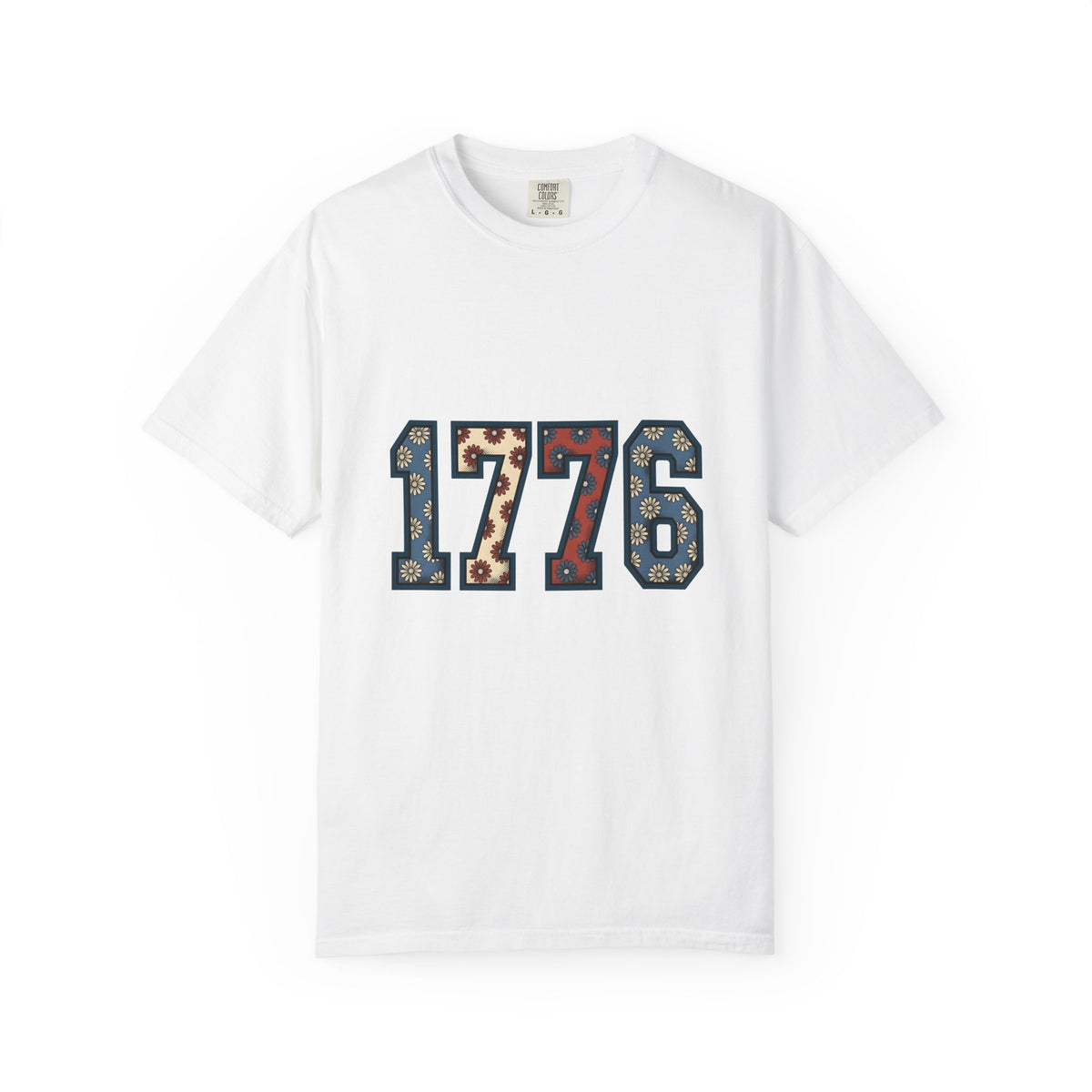 Floral Numerals T-Shirt 4th Of July Freedom Gift Women Vintage T-Shirt Number T-Shirt Independence Fan Distressed Graphic T-Shirt Retro Daisy