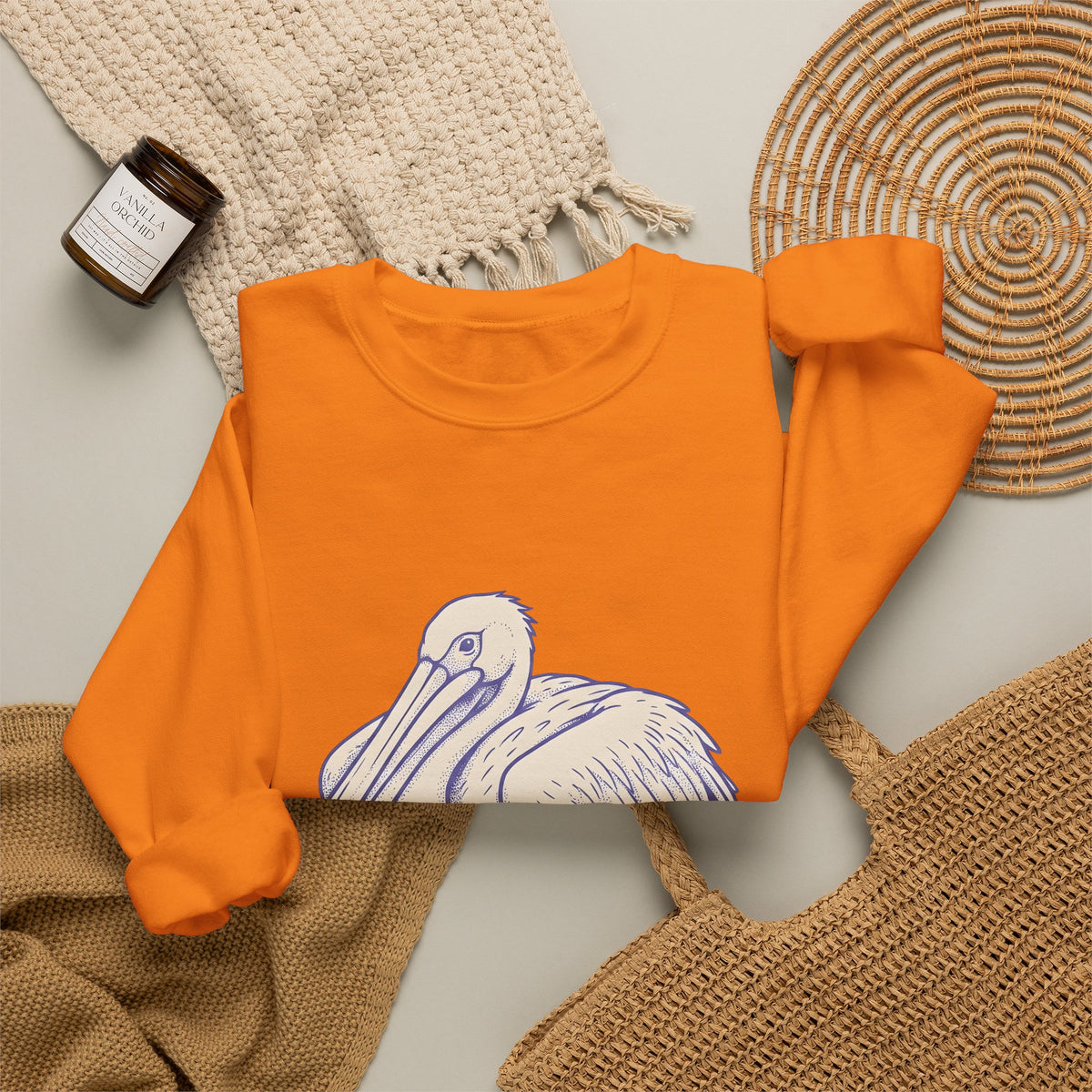 Pelican Bird Sweatshirt Funny Fauna Gift Women Cartoon Sweatshirt Pouchbill Sweatshirt Humor Fan Comic Sweatshirt Wildlife Graphic Hand Drawn Creature Art