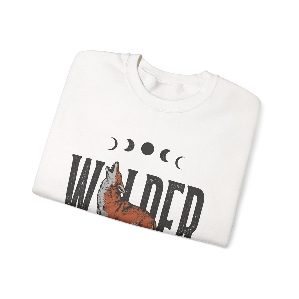 Howling Wolf Sweatshirt Boho Chic Nature Gift Women Vintage Sweatshirt Wolf Sweatshirt Bohemian Fan Retro Sweatshirt Environmental Graphic Hand Drawn Moon