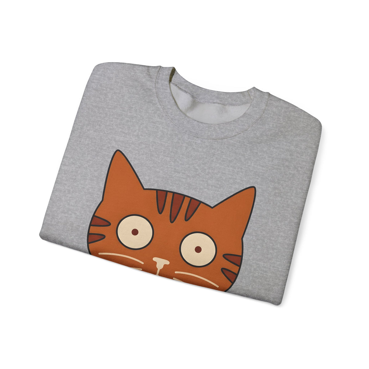 Cat Face Sweatshirt Cat Humor Gift Women Cartoon Sweatshirt Kitten Sweatshirt Cat Fan Toon Sweatshirt Funny Graphic Minimalist Wide Eyes Sweatshirt