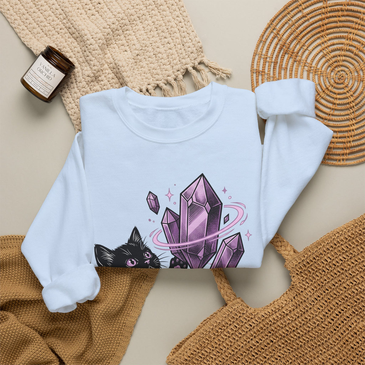 Dark Cat Sweatshirt Cat Occult Gift Women Spiritual Sweatshirt Black Cat Sweatshirt Feline Fan Mystical Graphic Sweatshirt Old School Minerals Sweatshirt