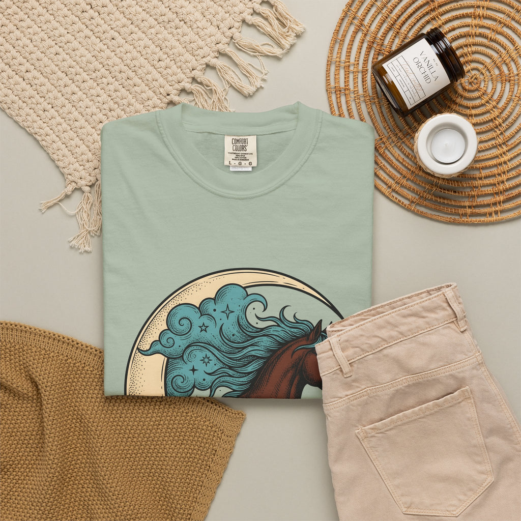 Horse Moon T-Shirt Cowgirl Western Gift Women Boho T-Shirt Equine T-Shirt Rodeo Fan Cowboy Graphic Western Design T-Shirt Boho T-Shirt Vintage Stars